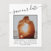 Carte Postale Faire-part Simple noir blanc enregistrer le cadre date photo  (Devant)