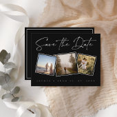 Carte Postale Faire-part Simple Noir Blanc photo mariage Enregistrer la dat