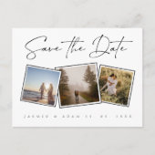 Carte Postale Faire-part Simple Noir Blanc photo mariage Enregistrer la dat (Devant)