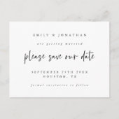 Carte Postale Faire-part Simple Noir Blanc Script Mariage Enregistrer La Da (Devant)
