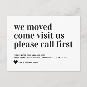 Carte Postale Faire-part Simple Nous Avons Déménagé Venez Visiter Appel Pre