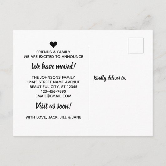 Carte Postale Faire-part Simple Nous Avons Déménagé Venez Visiter Appel Pre (Dos)