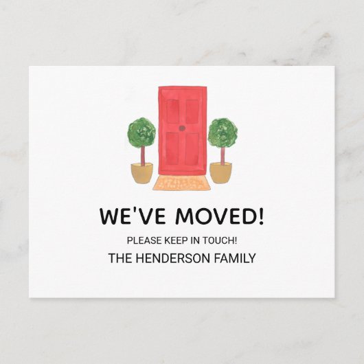 Carte Postale Faire-part Simple, nous avons déplacé la porte rouge (Devant)