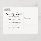 Carte Postale Faire-part Simple Photo de calligraphie de mariage Enregistre (Dos)