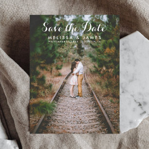 Carte Postale Faire-part Simple Photo de calligraphie de mariage Enregistre