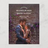 Carte Postale Faire-part Simple Photo de mariage à la frontière Enregistrez (Devant)