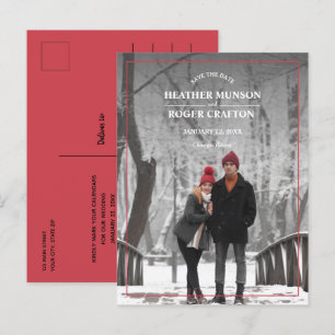 Carte Postale Faire-part Simple Photo de mariage avec bordure pour Save the