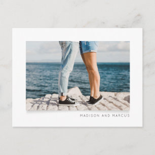 Carte Postale Faire-part Simple Photo de Mariage Blanc Enregistrer la Date