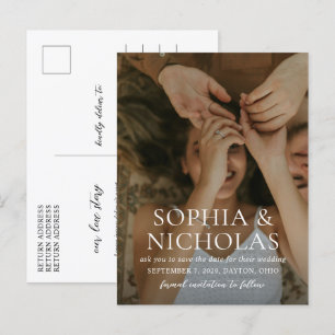 Carte Postale Faire-part Simple Photo de Mariage en Noir et Blanc Enregistr