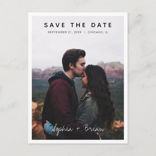 Carte Postale Faire-part Simple Photo Design Bordure blanche Enregistrer la (Devant)