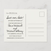 Carte Postale Faire-part Simple Photo Destination Wedding Save the Date  (Dos)