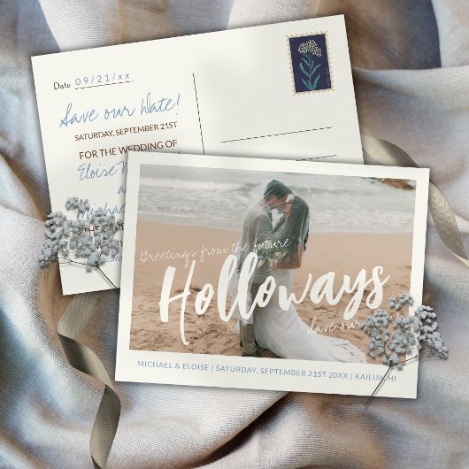 Carte Postale Faire-part Simple Photo Destination Wedding Save the Date 