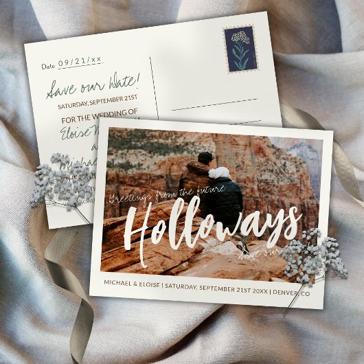 Carte Postale Faire-part Simple Photo Destination Wedding Save the Date 