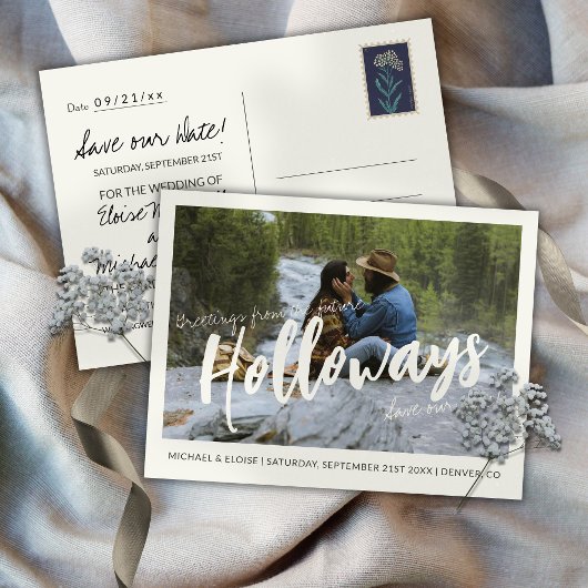 Carte Postale Faire-part Simple Photo Destination Wedding Save the Date 