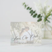 Carte Postale Faire-part Simple photo élégant écriture mariage à retenir la (Debout devant)