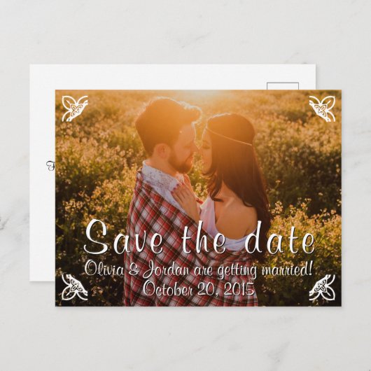 Carte Postale Faire-part Simple Photo Enregistrez la Date ! (Devant / Derrière)