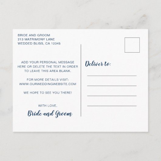 Carte Postale Faire-part Simple Photo Mariage Moderne (Dos)