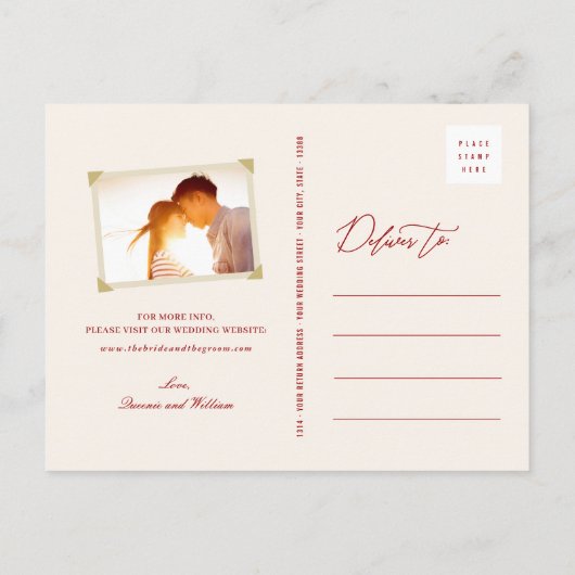 Carte Postale Faire-part Simple Rectangle Double Xi Chinois Enregistrer La (Dos)