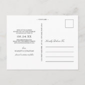 Carte Postale Faire-part Simple Romance Photo Enregistrer la date | Black (Dos)