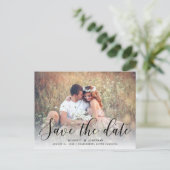 Carte Postale Faire-part Simple Romance Photo Enregistrer la date | Black (Debout devant)