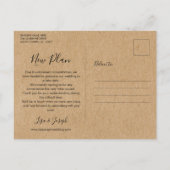 Carte Postale Faire-part Simple Rustique Changement de Date Reporté Annulé (Dos)