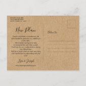 Carte Postale Faire-part Simple rustique Modifier la date reportée Annulé (Dos)