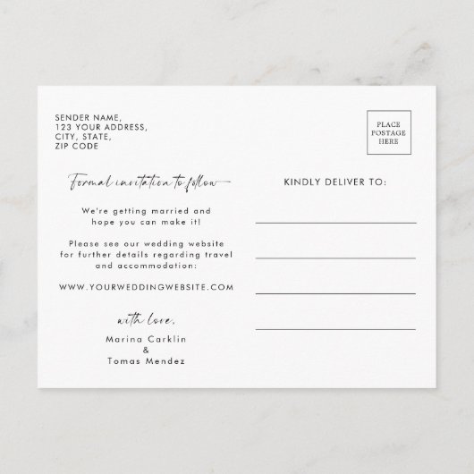 Carte Postale Faire-part Simple Sauvons la Date Fleur Sauvage (Dos)