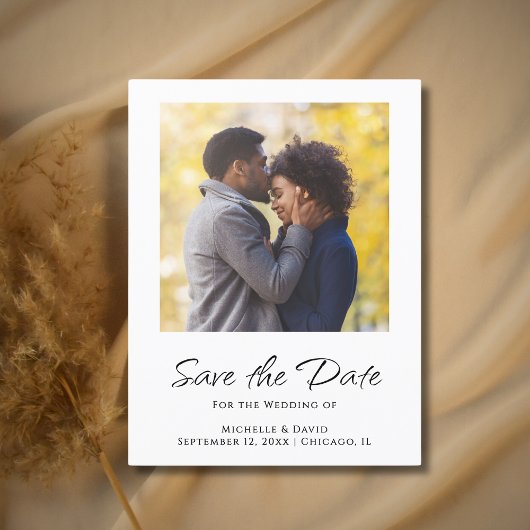 Carte Postale Faire-part Simple Script Modern Photo Boho Mariage