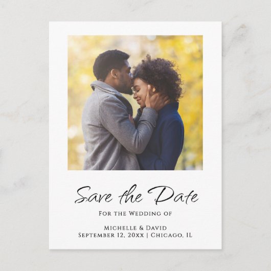 Carte Postale Faire-part Simple Script Modern Photo Boho Mariage (Devant)