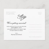 Carte Postale Faire-part Simple Script Moderne Enregistrer la date Photo Ca (Dos)