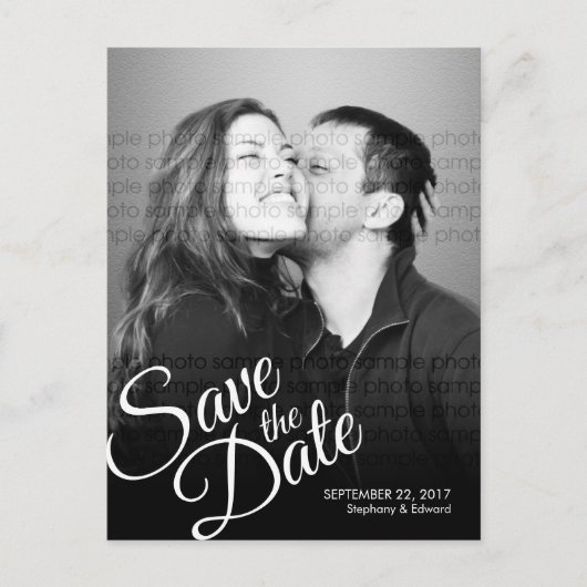 Carte Postale Faire-part Simple Script Moderne Enregistrer la date Photo Ca (Devant)