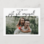 Carte Postale Faire-part Simple script moderne juste obtenu photo engagé (Devant)