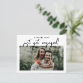 Carte Postale Faire-part Simple script moderne juste obtenu photo engagé (Debout devant)