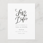 Carte Postale Faire-part Simple script noir et blanc Enregistrer la date (Devant)