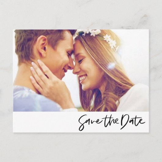Carte Postale Faire-part Simple Script Photo Wedding Enregistrer la date (Devant)