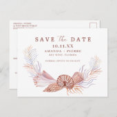 Carte Postale Faire-part Simple Seashell Beach Wedding Save the Date (Devant / Derrière)