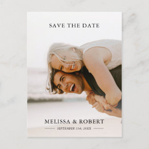 Carte Postale Faire-part Simple superposition blanche Enregistrez la date