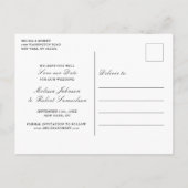 Carte Postale Faire-part Simple superposition blanche Enregistrez la date | (Dos)