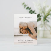 Carte Postale Faire-part Simple superposition blanche Enregistrez la date | (Debout devant)