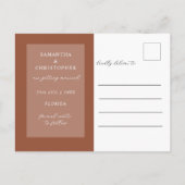 Carte Postale Faire-part Simple Terracotta Enregistrer le Mariage de date (Dos)