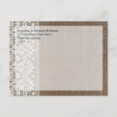 Carte Postale Faire-part Simple Toile de Jute et Dentelle (Dos)