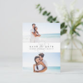 Carte Postale Faire-part Simplement Élégant Deux Photos Enregistrer la Date (Debout devant)