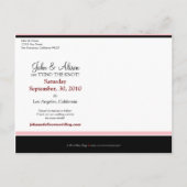 Carte Postale Faire-part Simplement Élégant Noir/Rose Save the Date (Dos)