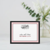 Carte Postale Faire-part Simplement Élégant Noir/Rose Save the Date (Debout devant)