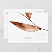 Carte Postale Faire-part Simplicité Feuille d'automne aquarelle Sauvegarder (Devant / Derrière)