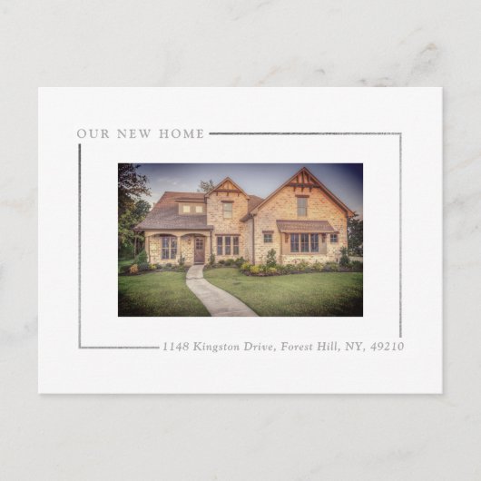 Carte Postale Faire-part Simply Chic Silver Foil Photo New Home Moving (Devant)