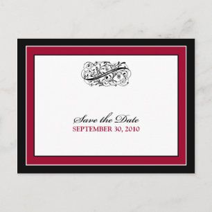 Carte Postale Faire-part Simply Elegant Black/Cranberry Enregistrer la date