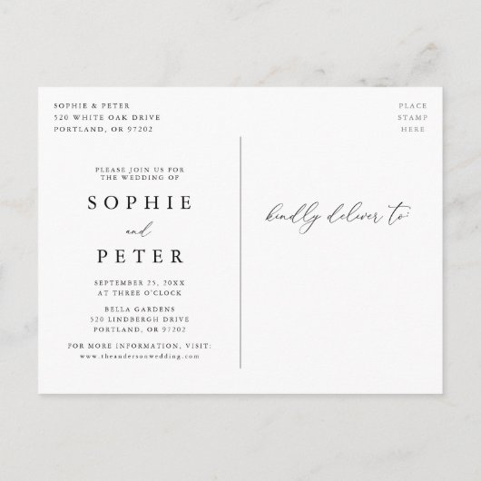 Carte Postale Faire-part Simply Elegant Script Photo Modifier la date (Dos)