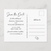 Carte Postale Faire-part Simply Elegant Wedding Hearts Save the Date Photo (Dos)