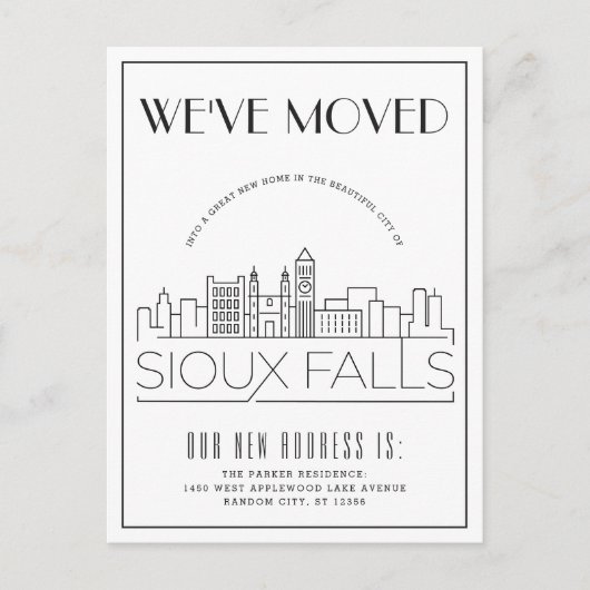 Carte Postale Faire-part Sioux Falls Modern Deco | Changement d'adresse (Devant)